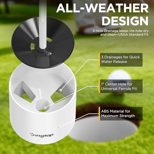 Golf Flagstick and Hole Cup Set with Mini Flags - 2 Pack Red & White Flags