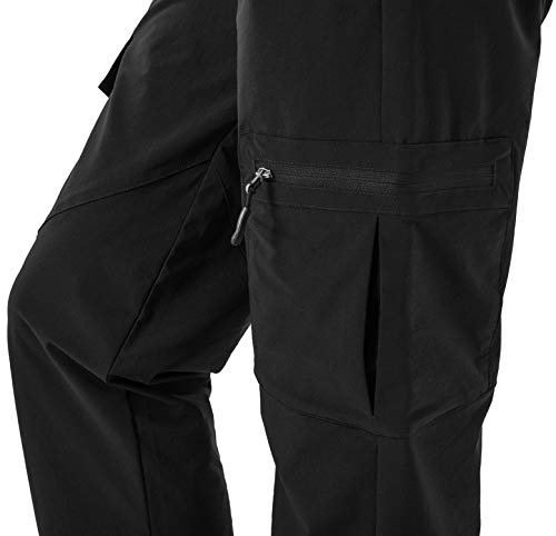 Water-Resistant Cargo Hiking Pants for Women - Quick Dry, UPF 50+, Black, Large