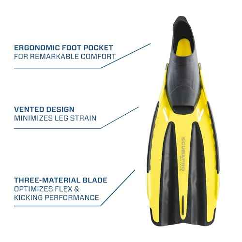 SCUBAPRO Jet Club Fin, Full Foot, Yellow, XL