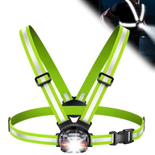 Running Lights for Runners, 500 Lumens Running Light with 45¡Æ Adjustable Tilt, 360¡Æ Reflective Vest & IPX4 Waterproof Rechargeable Light Up Gear for Night Walking/Cycling/Jogging/Hiking
