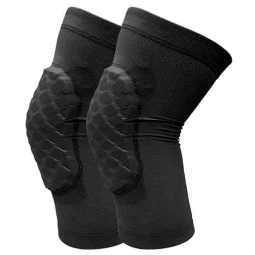 Basketball Knee Pads for Kids Volleyball Knee Pads, Honeycomb Basketball Sleeves Baseball Sleeves Youth Boys & Girls, Knee Savers for Catchers Youth Wrestling Soccer Football Volleyball Roller Skating (Black, Large)