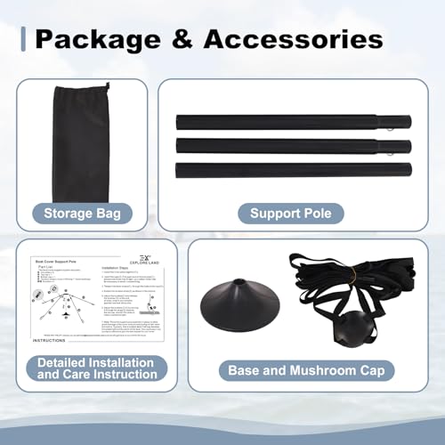 Explore Land Adjustable Boat Cover Support Pole - Black, 13-39 Inches