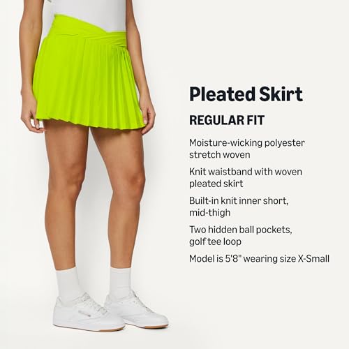 Women's Lime Green Performance Stretch Woven Tennis Skort with Pockets - Small