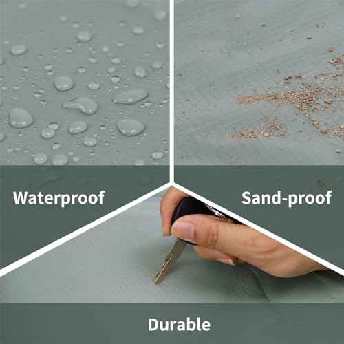Frelaxy Pocket Picnic Blanket, Waterproof Sandproof Beach Mat, Compact Camping Tarp for Festivals, Hiking, Travel, Outdoor Recreation (Grey, 28'' x 47'')