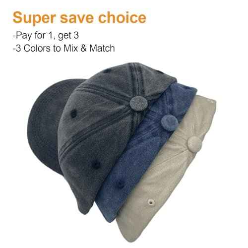 3 Packs Washed Plain Baseball Cap, Retro Adjustable Unstructured Cotton Dad Hats Gift for Men/Women