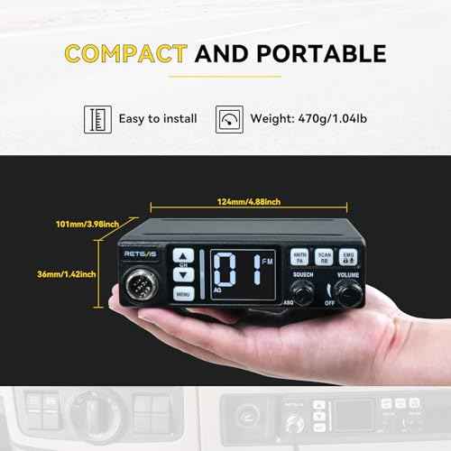 Retevis MB3 40-Channel AM/FM CB Radio Kit with Antenna, Full Set of Fixed-Mount Kit,ANL Noise Reduction, Emergency Channel 9/19, PA & VOX, Auto-Scan,External Speaker Jack,for Trucker Essentials