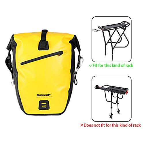 Waterproof Bike Pannier Bag 27L Yellow Cycling Saddle Bag with Shoulder Strap