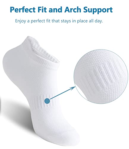 Women's Ankle Athletic Socks 6 Pairs White 9-11 Low Cut Cotton Sports Socks