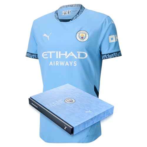 Manchester City FC Men¡¯s 2024/25 Authentic Home Soccer Jersey - Slim Fit - Team Light Blue