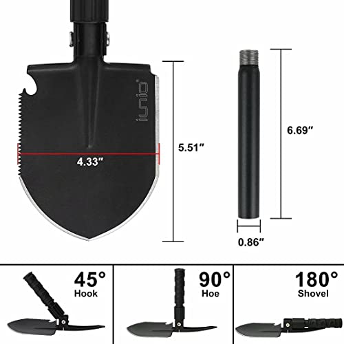 Folding Camping Shovel 31in Heavy-Duty Survival Spade with Pickaxe & Bag - Black / Standard E-Tool