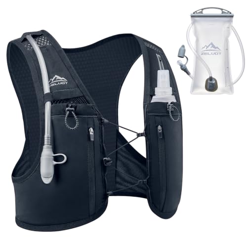 Hydration Running Vest for Women & Men with 2L Water Bladder - Black / Medium-Large