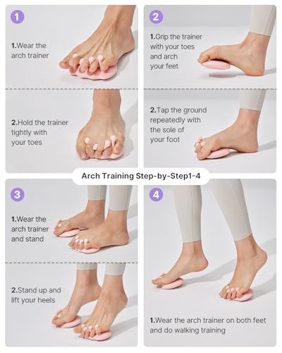 Pink Foot Arch Trainer for Flat Feet, Plantar Fasciitis Relief & Support - Portable Exercise Brace