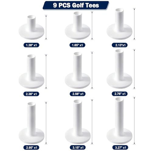 9-Piece Rubber Golf Tees for Mats and Indoor Simulators – 9 Sizes Included (Variation of THIS listing)