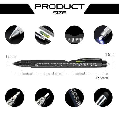 Christmas Gifts Stocking Stuffers for Men,Multitool Pen 9 in 1 Innovative Gift for Men,with LED Light,Ruler, Stylus,Bubble Level,Screwdrivers,Unique Gifts Gadgets for Him,Boyfriend,Husband