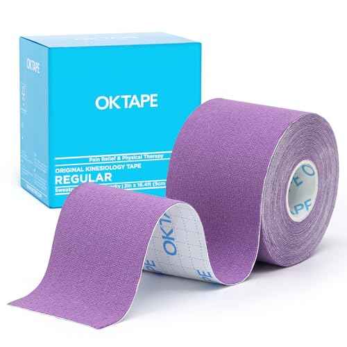 OK TAPE Kinesiology Tape, Regular Original Cotton Elastic Athletic Tape for Support and Recovery, Sports Tape, 2in¡¿16.4ft Uncut Roll - Purple