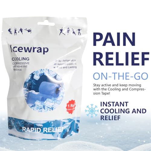 Ice Tape Self Sticking Ice Wrap 2 Pcs 10cm x 4.5m Instant Cooling Bandage for Muscle Pain & Swelling