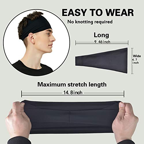 Pilamor Sports Headbands for Men 5 Pack - Sweatbands for Workout Running & Fitness - White, Brown, Dark Gray, Black, Green