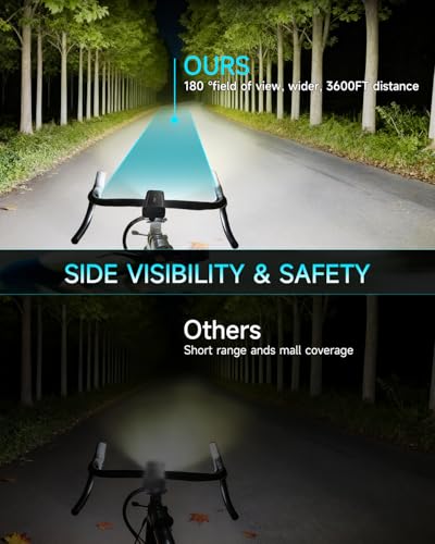 Bike Light Front & Rear Set 6800 Lumen 6 LED Modes Black for Night Riding