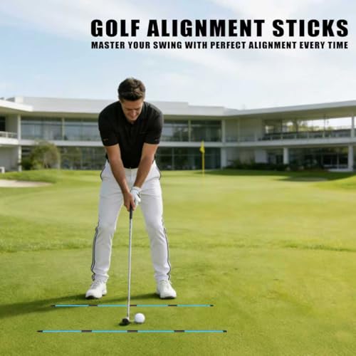 Foldable Golf Alignment Sticks 40 Inch - 4 Pack for Swing & Posture Training Blue