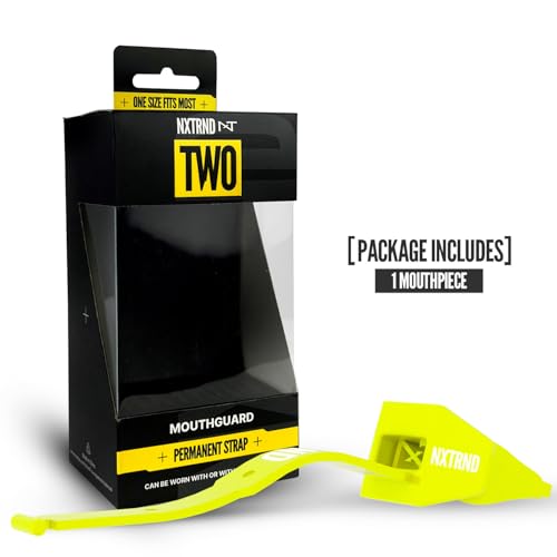 Nxtrnd Neon Yellow Football Mouth Guard with Permanent Strap for Adults & Youth
