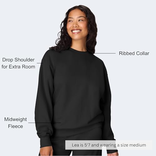 Women's Fleece Sweatshirt with Placed Flowers - Medium Black - Hanes Originals