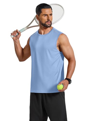 Men's Sleeveless Workout Tank Top - Quick Dry, Moisture Wicking, 3X-Large Light Blue