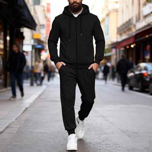 Mens Tracksuit Set, 2 Piece Casual Stylish Jogger Set for Fall Winter Hiking Hiking Suit Sets