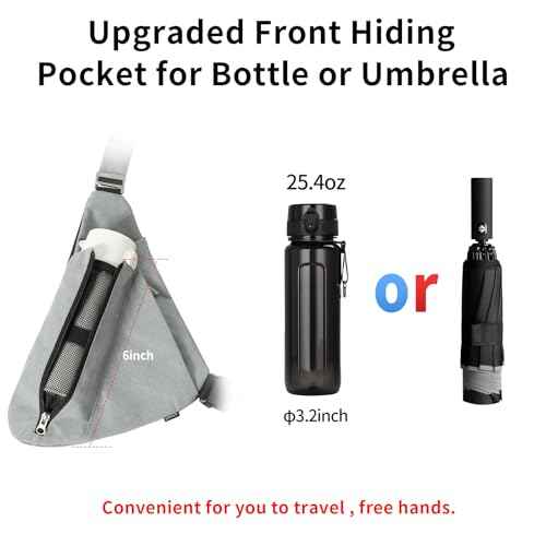 Sling Bag for Men,RFID Crossbody Hiking Backpack Chest Shoulder Tactical Bag with Water Bottle Bag for Travel