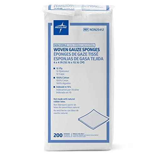 Medline NON25412 Woven Nonsterile Gauze Sponge, 12-Ply, 4" x ", Pack of 2000