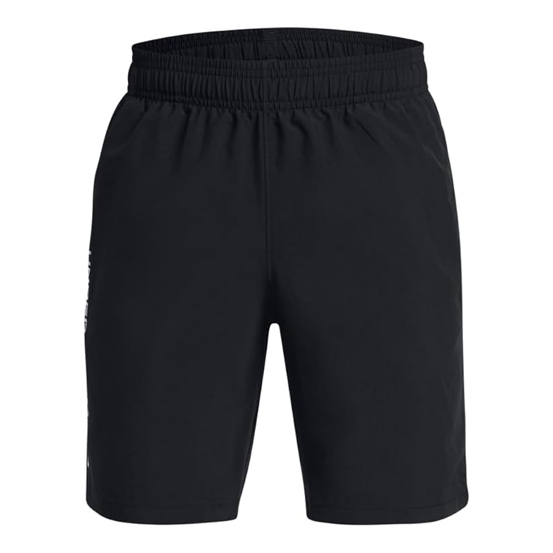 Under Armour Kids Tech Woven Workmark Shorts - Black/White, Medium (Variation 001)
