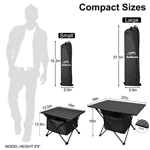 Black 27 Inch Ultralight Foldable Camping Side Table with Carry Bag