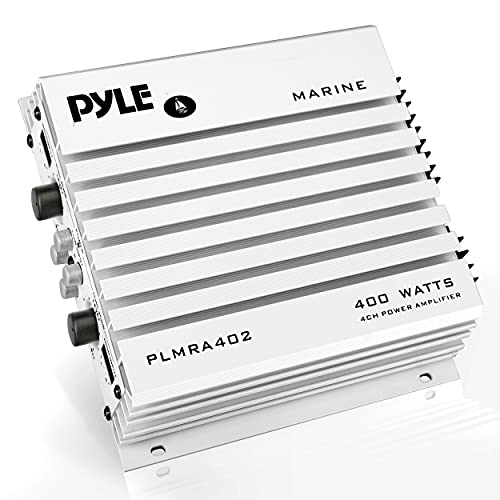 Pyle Hydra Marine Amplifier - Upgraded Elite Series 400 Watt 4 Channel Audio Amplifier | Waterproof Dual MOSFET Power Supply | GAIN Level Controls, RCA Stereo Input & LED Indicator