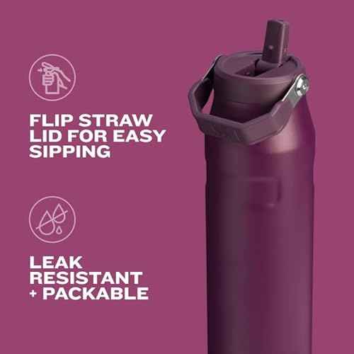 Stanley IceFlow Flip Straw 2.0 Water Bottle 24 OZ | Built-In Straw with Larger Opening | Lightweight & Leak-Resistant | Insulated Stainless Steel | BPA-Free | Mist