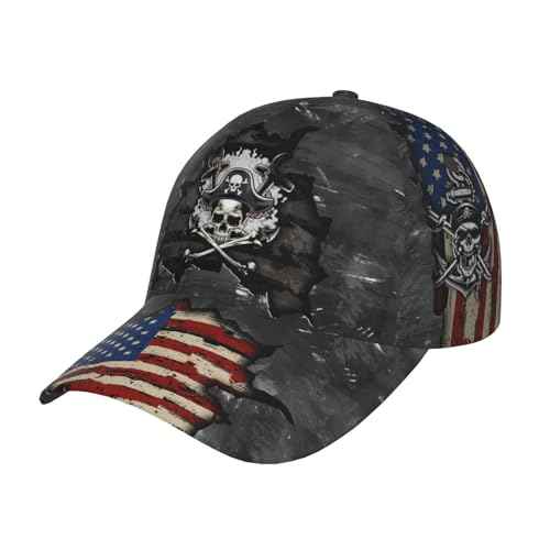 THE PIRATE KING Anime Pirate Captain Baseball Cap Skull Print Hat Halloween Baseball Cap Adjustable for Men and Women