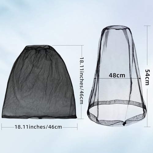 Wholelovein 8 Pack Wearable Mosquito Head Net Face Mesh Protecting Insects - Black