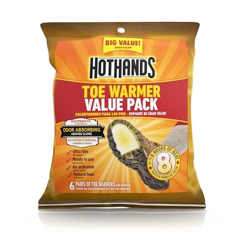 HotHands Toe Warmers - Long Lasting Safe Natural Odorless Air Activated Warmers - Up to 8 Hours of Heat - 6 Pair