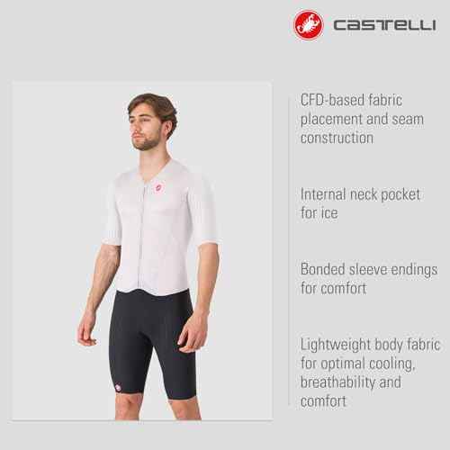 CASTELLI Men¡¯s Sanremo 3 Suit Short Sleeve, Cycling Race Swim Bike Run, Aerodynamic Triathlon Suit with Tri Seat Pad