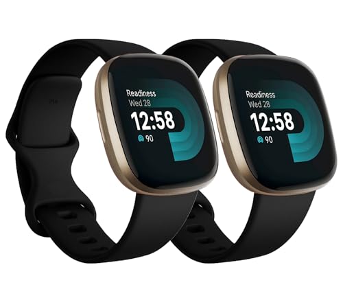 Black Large Silicone Fitbit Versa 3/4 & Sense Smartwatch Replacement Band