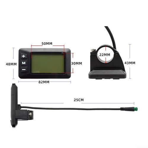 E-Bike Display, Electric Bike LCD Display, 5 Pins G51 Color Screen Intelligent, Ebike LCD Display Control Panel Wireless Bicycle Speedometer Odometer For 24V 36V 48V Systems(Black-white screen)