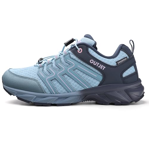 Women's Waterproof Hiking Shoes Blue 8.5 Lightweight Breathable Non-Slip Outdoors