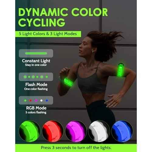 2025 New-Shaped Rechargeable LED Armband 2-Pack, High Visibility Reflective Running Gear for Night Safety, 5 Colors & 3 Modes Light Up Armbands for Night Walking, Cycling, Gift for Women Men