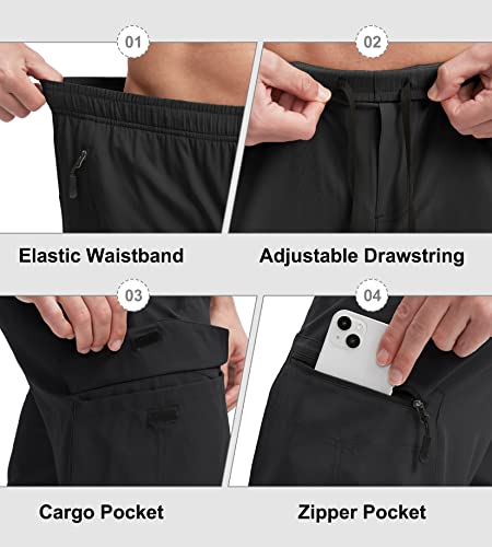 Men's Mountain Bike Shorts - Large Black 3D Padded Cycling Biker Shorts with Zipper Pockets