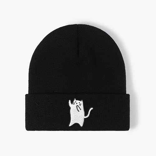 Cute Funny Cat Knit Beanies, Fashion Cozy Hat for Cat Lovers, Winter Beanie for Women and Men