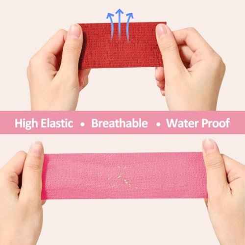 1"/2"/3" Self Adhesive Bandage Wraps, 18 Pack Colorful Self Adherent Cohesive Bandages Wrap for Wounds, Vet Wrap, Ankle Tape, Tattoo Tape Wrap, Medical Tape, Color Athletic Tape