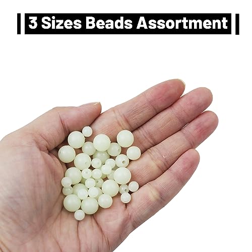 Fluorescent Glowing Fishing Beads Assortment - 6mm, 8mm, 10mm with Brass Sinkers