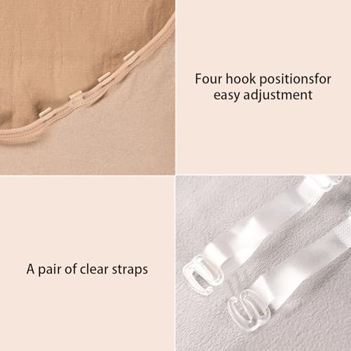 Women's Nude Seamless Camisole Leotard with Clear Straps - S-M
