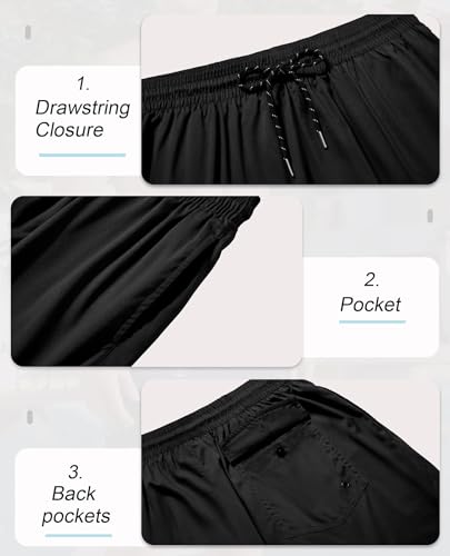 Gleeease 5 Inch Men's Swim Trunks with Compression Liner - X-Large Solid Black