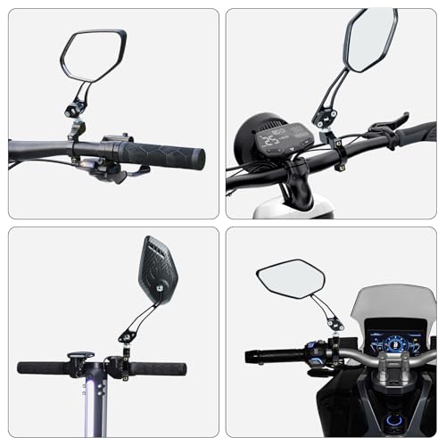 Bike Mirrors 360° Rotatable Wide View for 22-25mm Handlebars - Black