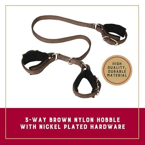 Weaver Equine 3-Way Brown Horse Hobble, Snug Felt Lined Nylon Hobble with Nickel Plated Hardware, Adjustable Horse Hobbles To Curb Pawing, Kicking