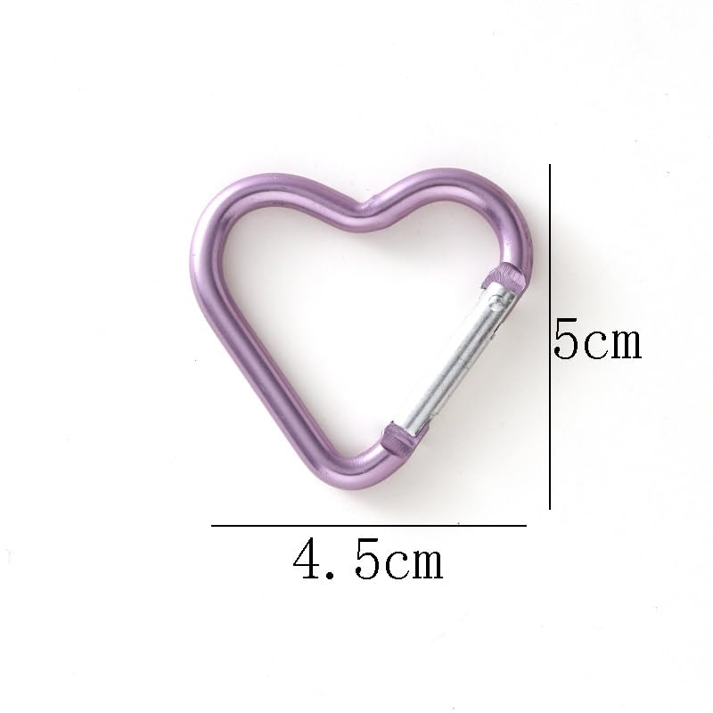 2Pcs Cute Heart Shape Carabiners Keychain Clips,Backpack Water Bottle Aluminum Alloy Accessory and Keychain Carabiners for Dog Leash Water Bottle Holder Snap,Snap Hook for Camping Accessories (Pink)